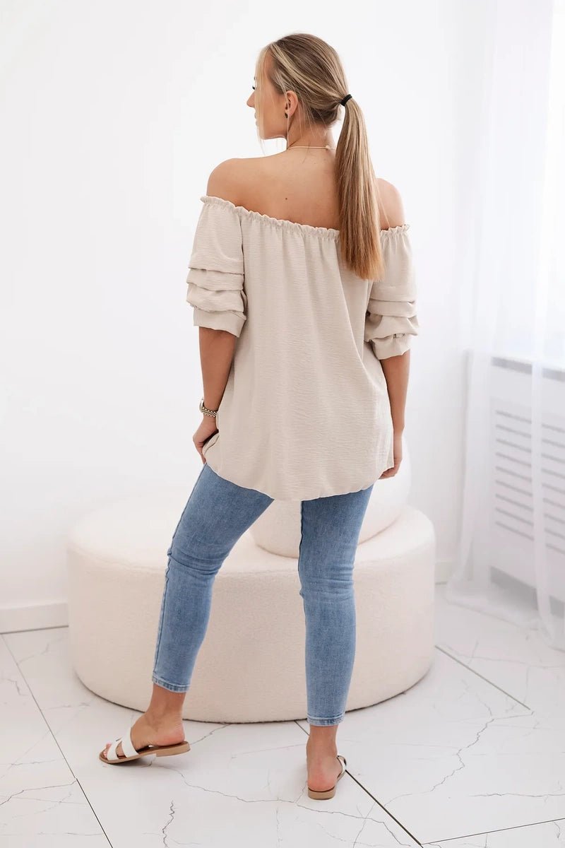 Spanish blouse with decorative sleeves IT - 29 / – Beige цвет / color | Lexline Fashion