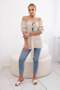 Spanish blouse with decorative sleeves IT - 29 / – Beige цвет / color | Lexline Fashion