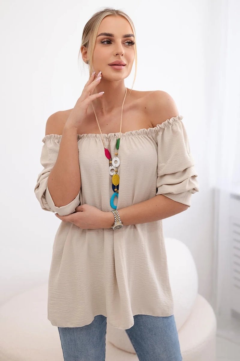 Spanish blouse with decorative sleeves IT - 29 / – Beige цвет / color | Lexline Fashion