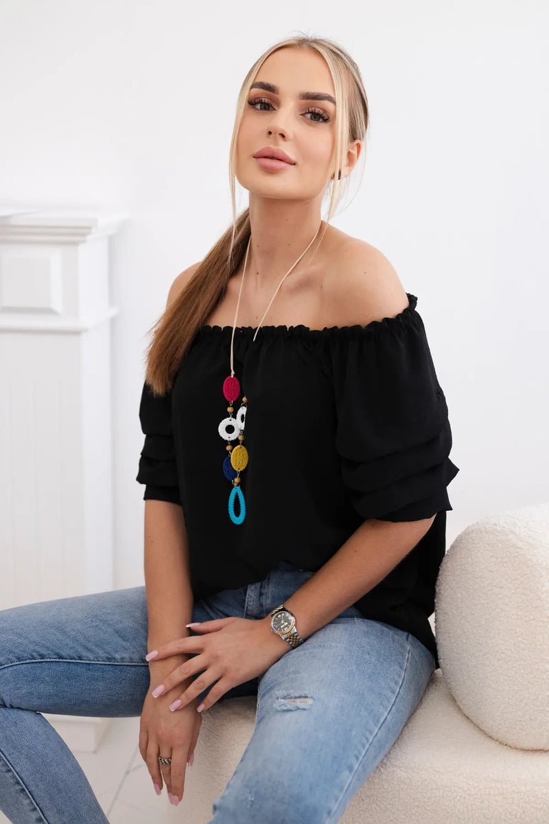 Spanish blouse with decorative sleeves IT - 29 / – Black цвет / color | Lexline Fashion