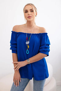 Spanish blouse with decorative sleeves IT - 29 / – Blue cornflower цвет / color | Lexline Fashion