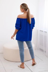 Spanish blouse with decorative sleeves IT - 29 / – Blue cornflower цвет / color | Lexline Fashion