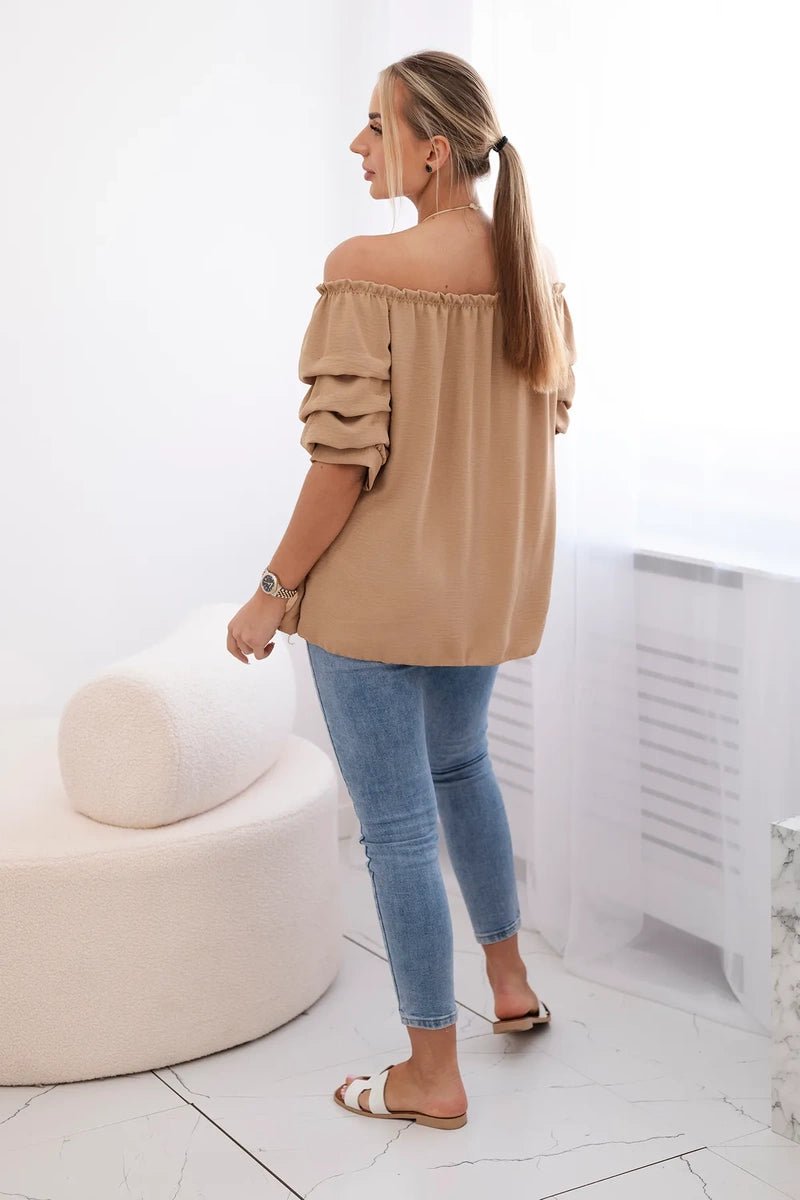 Spanish blouse with decorative sleeves IT - 29 / – Camel цвет / color | Lexline Fashion