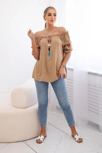 Spanish blouse with decorative sleeves IT - 29 / – Camel цвет / color | Lexline Fashion
