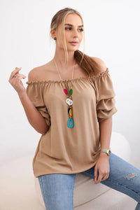Spanish blouse with decorative sleeves IT - 29 / – Camel цвет / color | Lexline Fashion