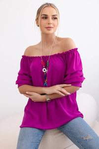 Spanish blouse with decorative sleeves IT - 29 / – Dark || purple цвет / color | Lexline Fashion