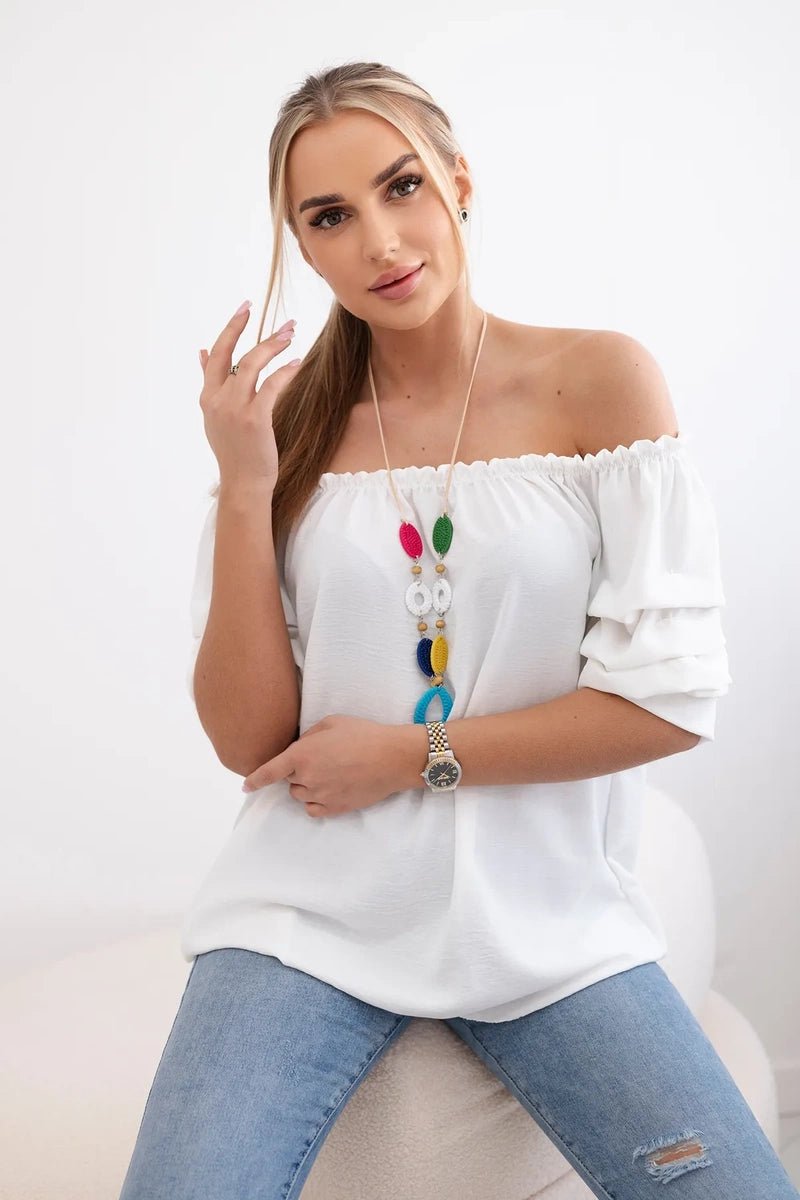 Spanish blouse with decorative sleeves IT - 29 / – Ecru цвет / color | Lexline Fashion