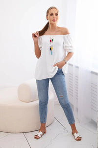 Spanish blouse with decorative sleeves IT - 29 / – Ecru цвет / color | Lexline Fashion