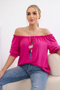 Spanish blouse with decorative sleeves IT - 29 / – Fuchsia цвет / color | Lexline Fashion