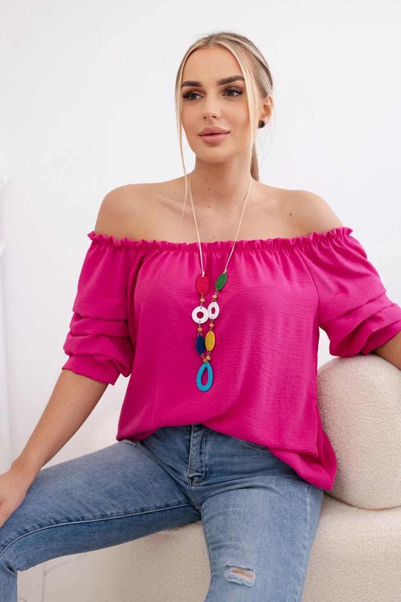 Spanish blouse with decorative sleeves IT - 29 / – Fuchsia цвет / color | Lexline Fashion