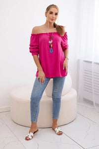 Spanish blouse with decorative sleeves IT - 29 / – Fuchsia цвет / color | Lexline Fashion