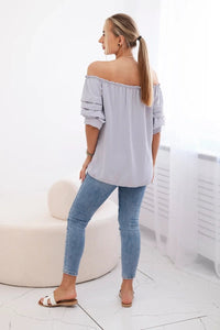 Spanish blouse with decorative sleeves IT - 29 / – Gray цвет / color | Lexline Fashion
