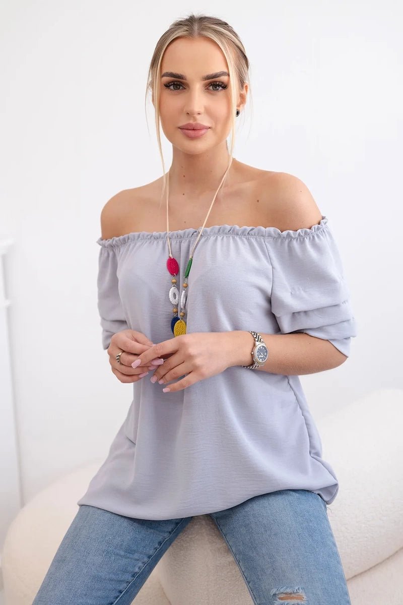 Spanish blouse with decorative sleeves IT - 29 / – Gray цвет / color | Lexline Fashion