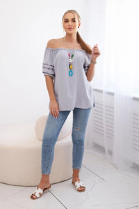 Spanish blouse with decorative sleeves IT - 29 / – Gray цвет / color | Lexline Fashion