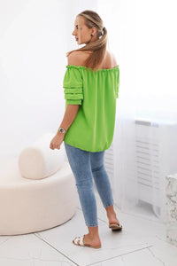 Spanish blouse with decorative sleeves IT - 29 / – Green || Light цвет / color | Lexline Fashion