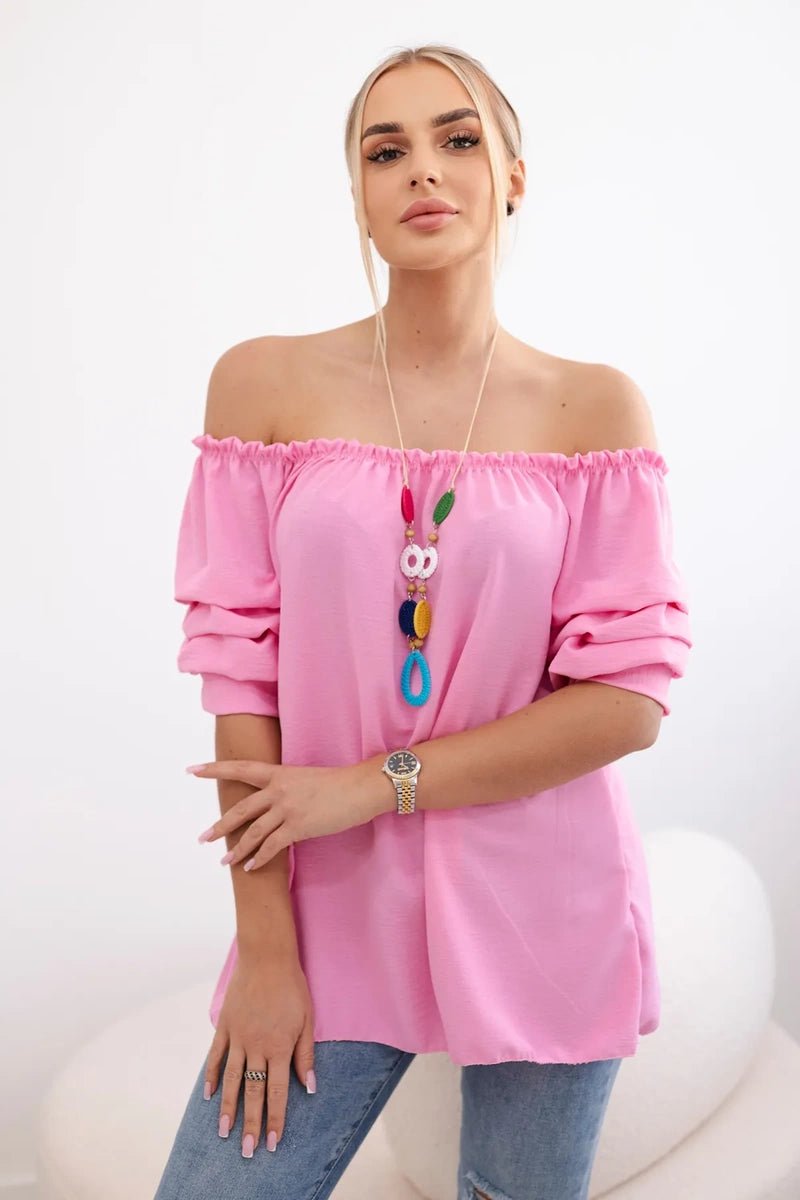 Spanish blouse with decorative sleeves IT - 29 / – Light || Pink цвет / color | Lexline Fashion