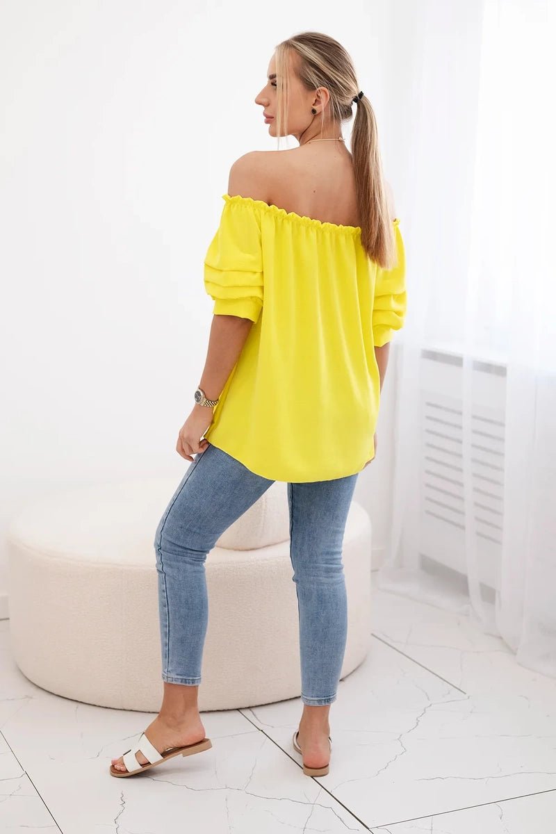 Spanish blouse with decorative sleeves IT - 29 / – Yellow цвет / color | Lexline Fashion