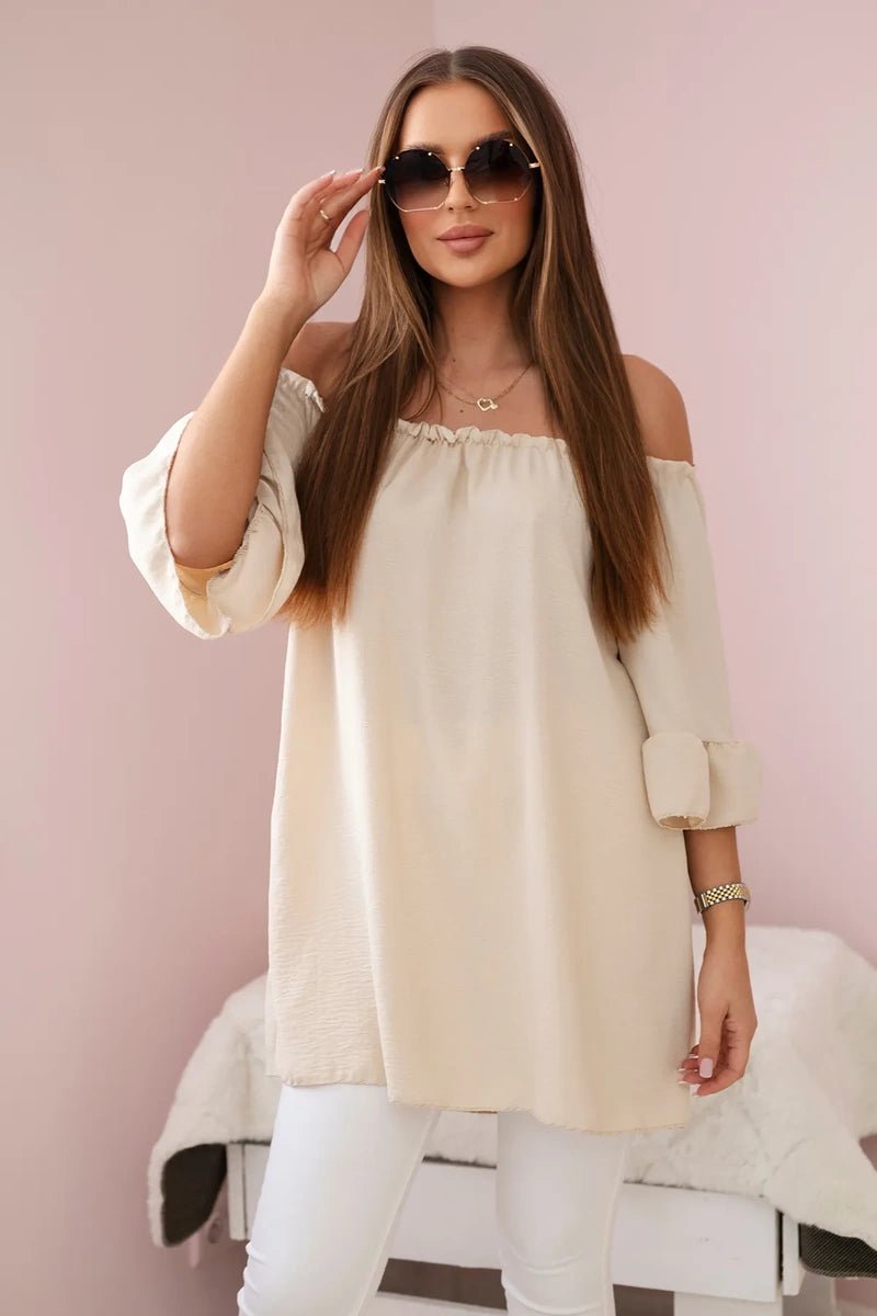 Spanish blouse with frills on the sleeve IT - 22 / – Beige цвет / color | Lexline Fashion