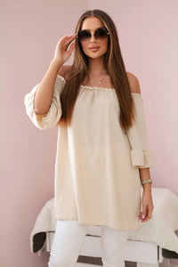Spanish blouse with frills on the sleeve IT - 22 / – Beige цвет / color | Lexline Fashion