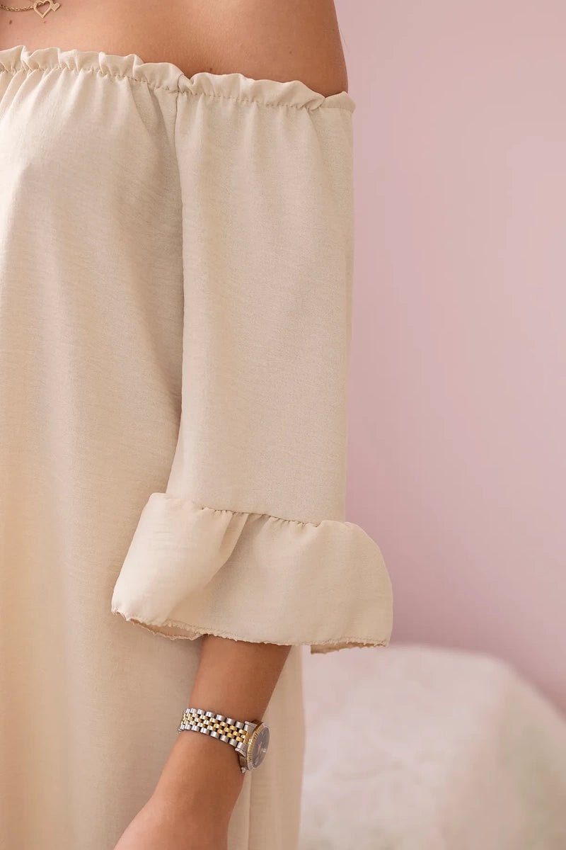 Spanish blouse with frills on the sleeve IT - 22 / – Beige цвет / color | Lexline Fashion