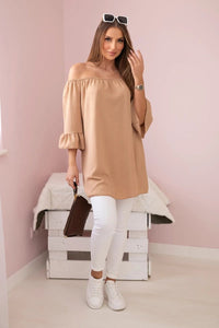 Spanish blouse with frills on the sleeve IT - 22 / – Camel цвет / color | Lexline Fashion