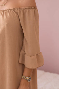 Spanish blouse with frills on the sleeve IT - 22 / – Camel цвет / color | Lexline Fashion