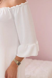Spanish blouse with frills on the sleeve IT - 22 / – Ecru цвет / color | Lexline Fashion