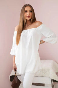 Spanish blouse with frills on the sleeve IT - 22 / – Ecru цвет / color | Lexline Fashion