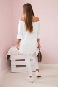 Spanish blouse with frills on the sleeve IT - 22 / – Ecru цвет / color | Lexline Fashion