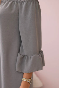 Spanish blouse with frills on the sleeve IT - 22 / – Gray цвет / color | Lexline Fashion