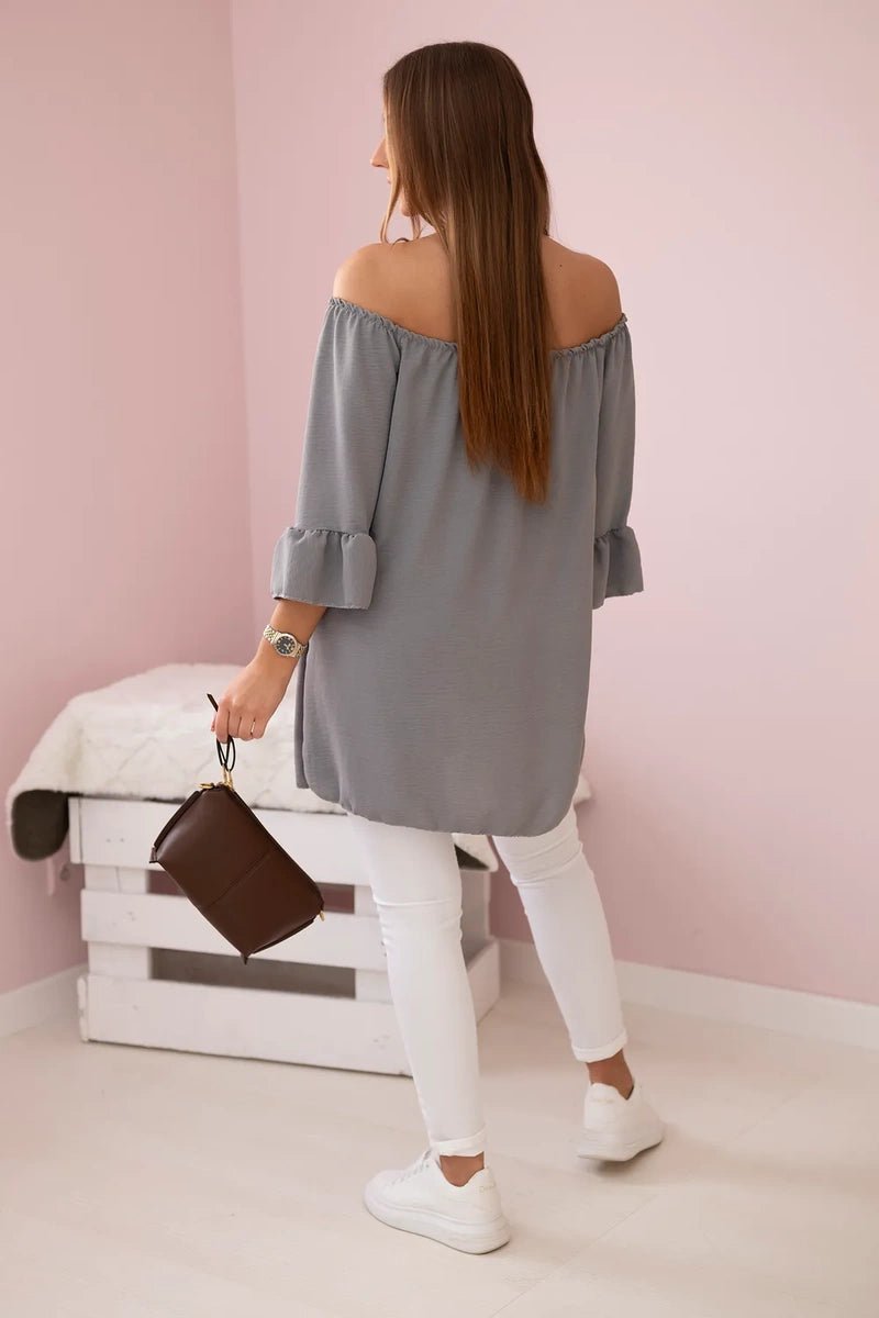 Spanish blouse with frills on the sleeve IT - 22 / – Gray цвет / color | Lexline Fashion