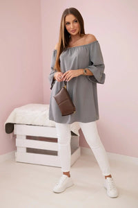Spanish blouse with frills on the sleeve IT - 22 / – Gray цвет / color | Lexline Fashion