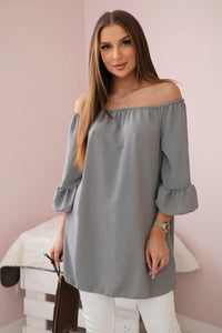 Spanish blouse with frills on the sleeve IT - 22 / – Gray цвет / color | Lexline Fashion