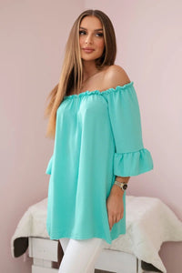 Spanish blouse with frills on the sleeve IT - 22 / – Mint цвет / color | Lexline Fashion