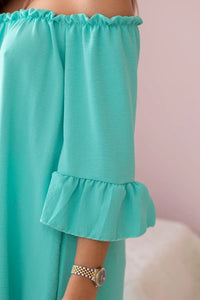 Spanish blouse with frills on the sleeve IT - 22 / – Mint цвет / color | Lexline Fashion