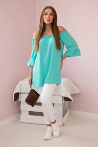 Spanish blouse with frills on the sleeve IT - 22 / – Mint цвет / color | Lexline Fashion