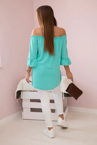 Spanish blouse with frills on the sleeve IT - 22 / – Mint цвет / color | Lexline Fashion
