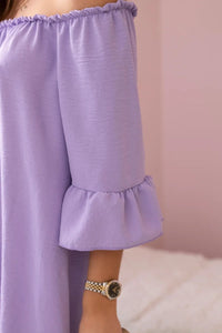 Spanish blouse with frills on the sleeve IT - 22 / – Purple || Light цвет / color | Lexline Fashion