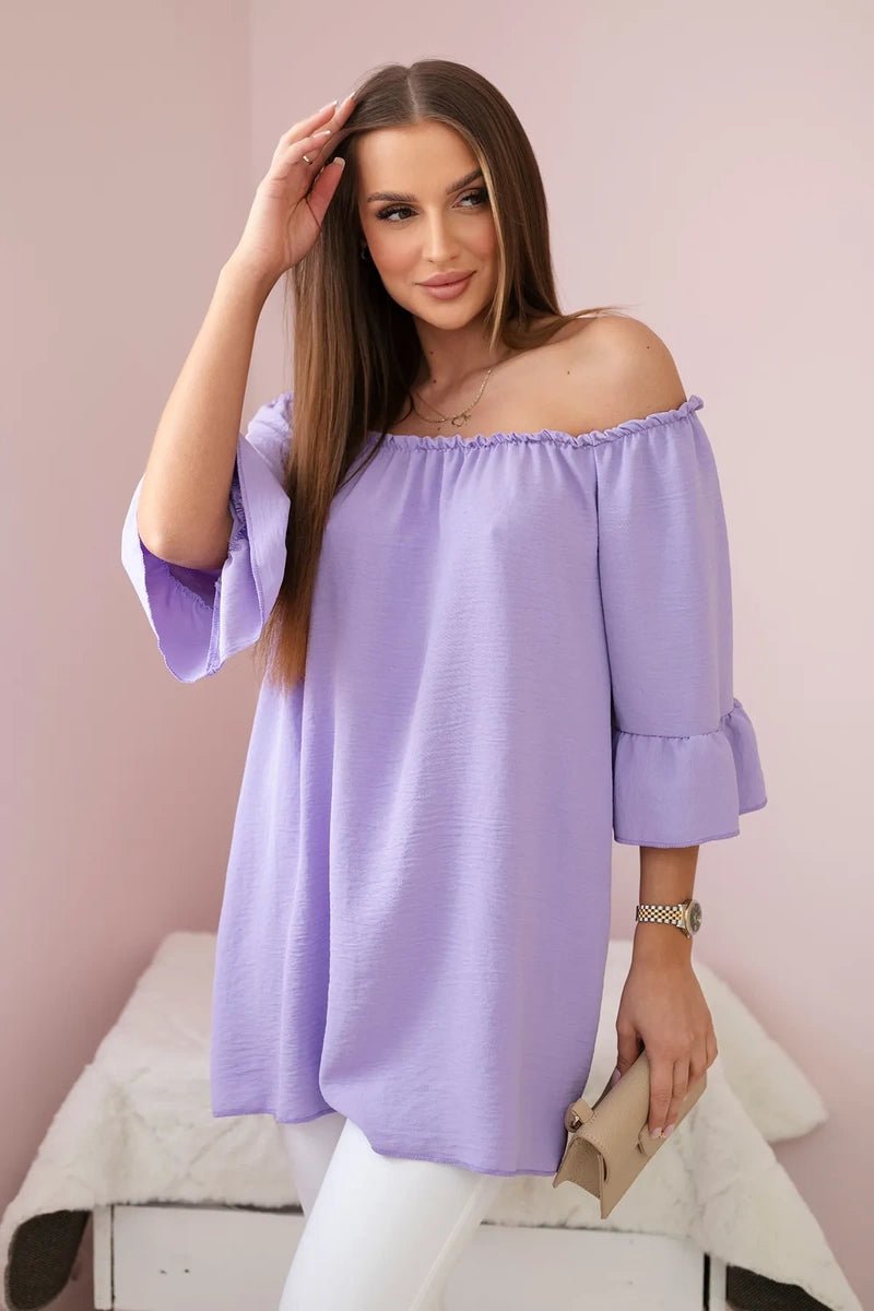 Spanish blouse with frills on the sleeve IT - 22 / – Purple || Light цвет / color | Lexline Fashion