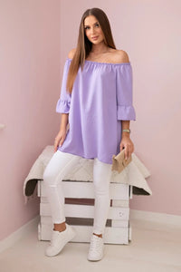 Spanish blouse with frills on the sleeve IT - 22 / – Purple || Light цвет / color | Lexline Fashion