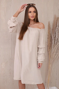 Spanish dress with decorative sleeves IT - 19 / – Beige цвет / color | Lexline Fashion