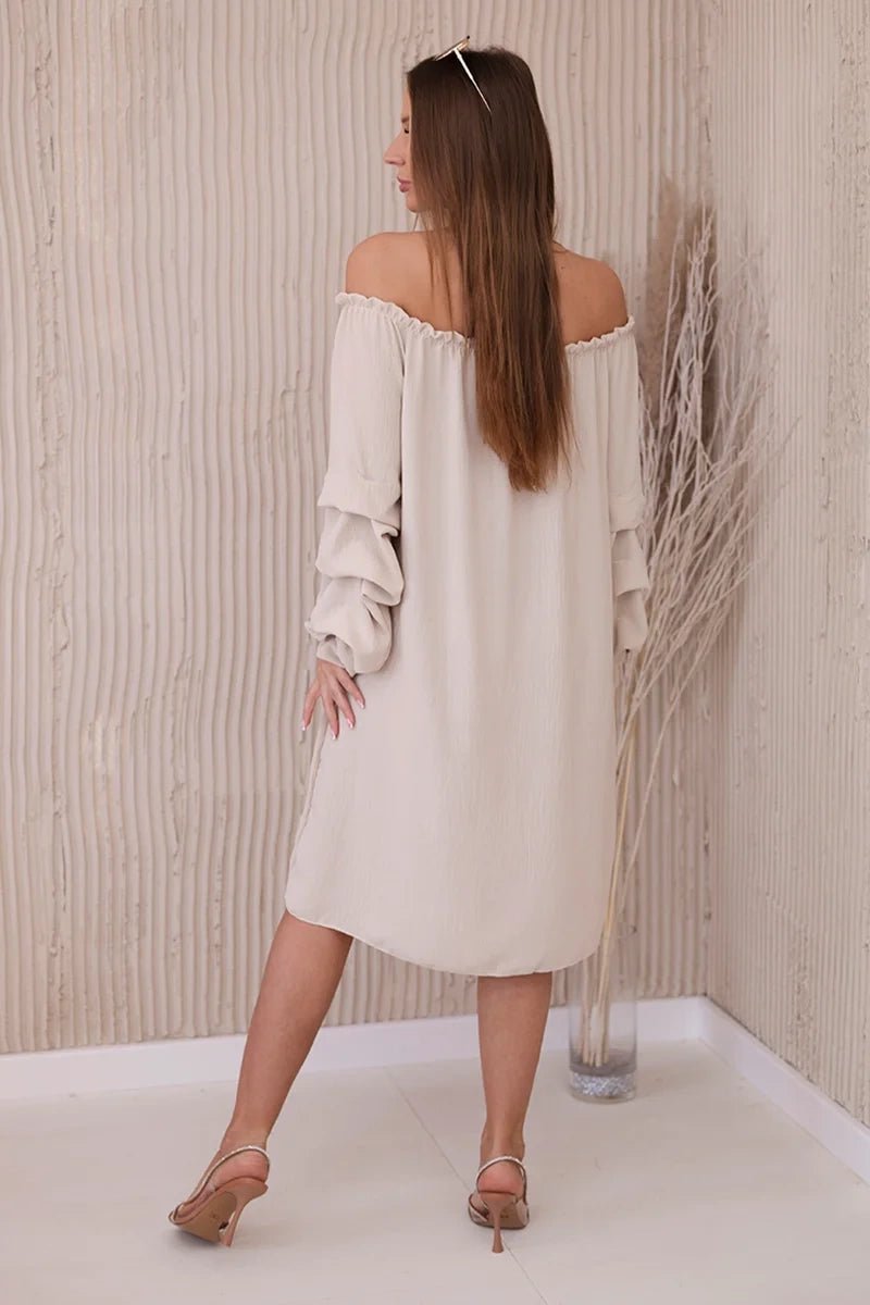 Spanish dress with decorative sleeves IT - 19 / – Beige цвет / color | Lexline Fashion