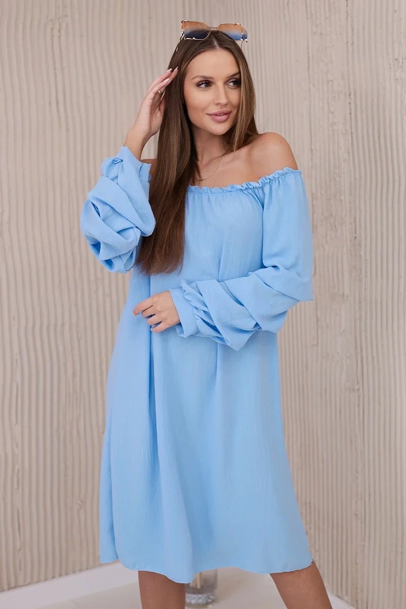 Spanish dress with decorative sleeves IT - 19 / – Blue цвет / color | Lexline Fashion