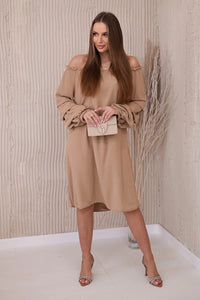 Spanish dress with decorative sleeves IT - 19 / – Camel цвет / color | Lexline Fashion