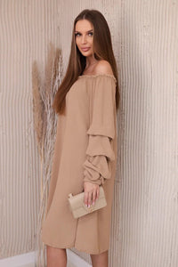 Spanish dress with decorative sleeves IT - 19 / – Camel цвет / color | Lexline Fashion