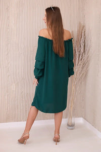 Spanish dress with decorative sleeves IT - 19 / – Dark || green цвет / color | Lexline Fashion
