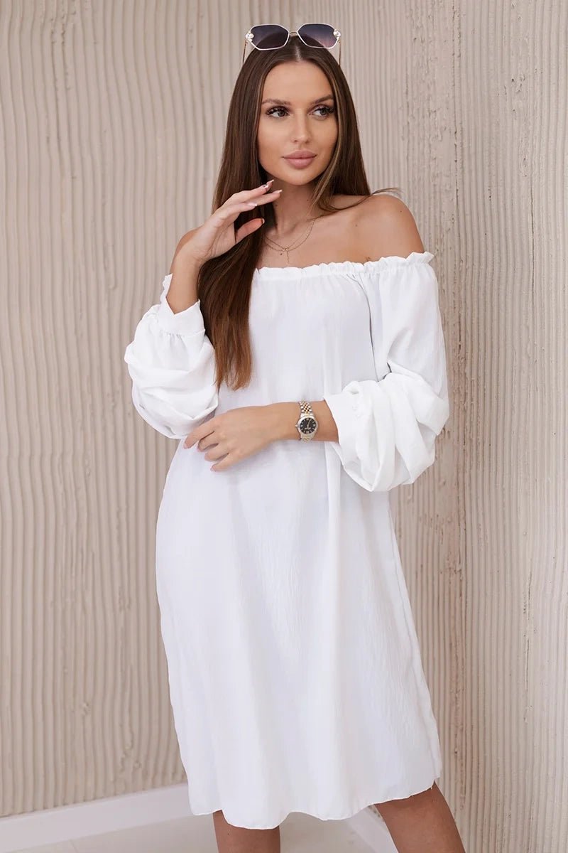 Spanish dress with decorative sleeves IT - 19 / – Ecru цвет / color | Lexline Fashion