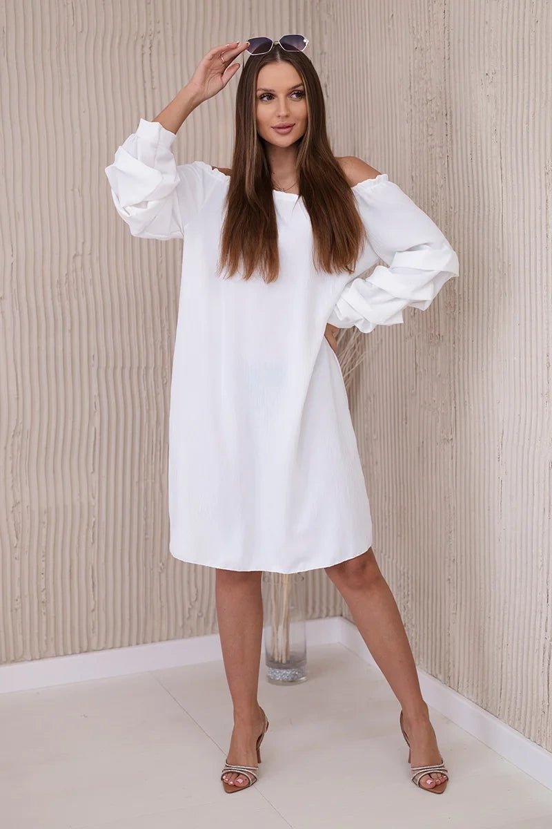 Spanish dress with decorative sleeves IT - 19 / – Ecru цвет / color | Lexline Fashion