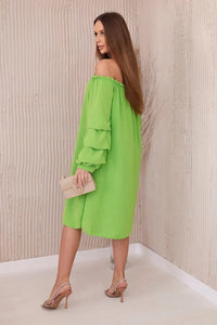 Spanish dress with decorative sleeves IT - 19 / – Green || Light цвет / color | Lexline Fashion