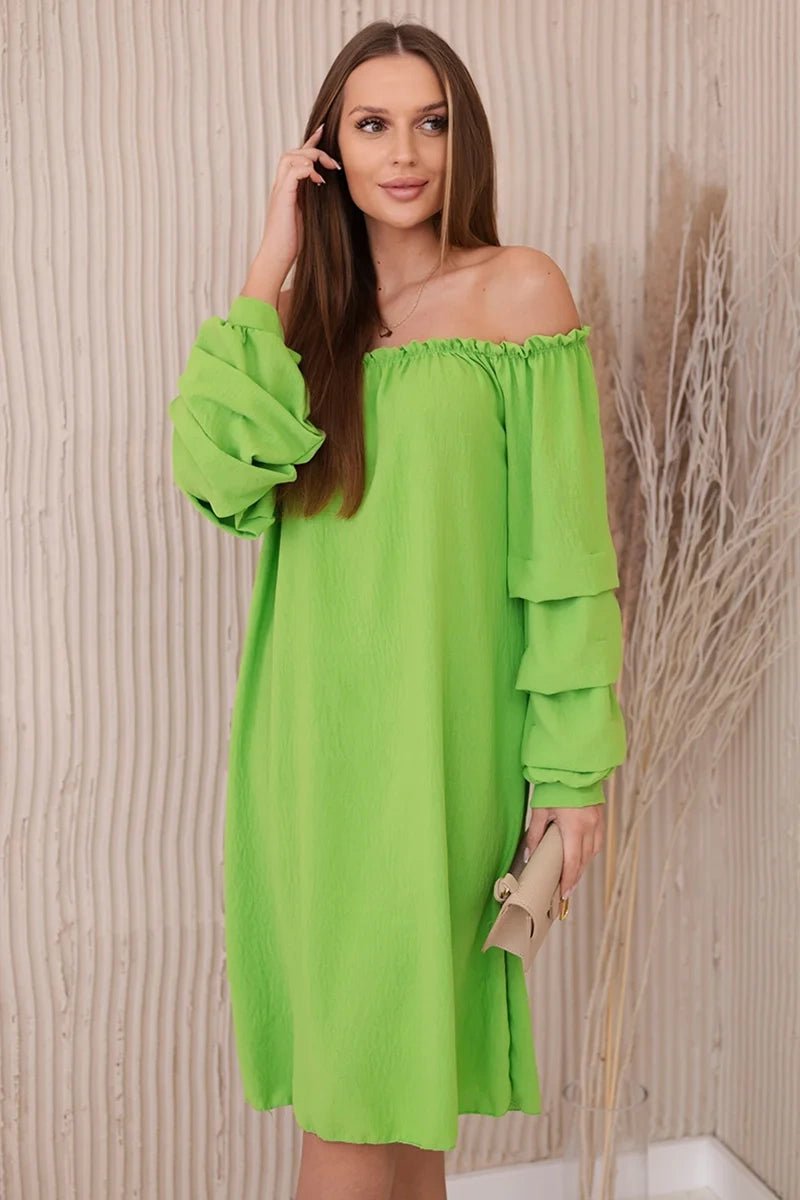 Spanish dress with decorative sleeves IT - 19 / – Green || Light цвет / color | Lexline Fashion